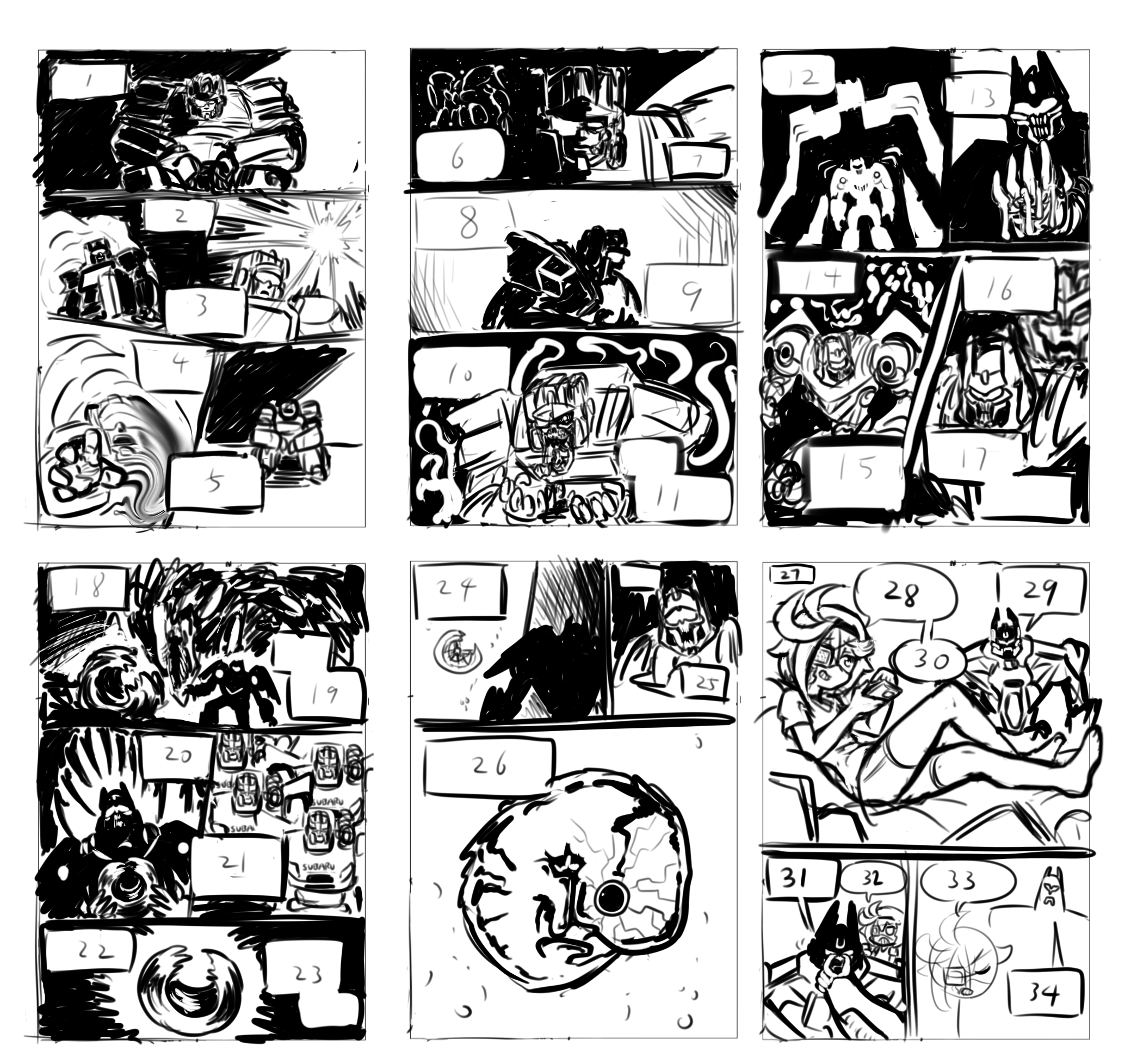 Original Transformers storyboard by Shihao Lai